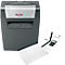 Shredder with shredded paper, next to an instruction manual and a bag.