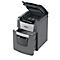 Grey paper shredder with open lid and pulled-out wastebasket. The name Rexel is visible.