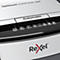 Close-up of a shredder with the Rexel logo, control buttons, and the words 'Optimum AutoFeed+ 50X'.