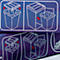 Graphical representation of a trash can instruction: remove lid, insert trash bag, empty can.