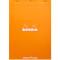 Rhodia Bloc No.18, 80 feuilles, DIN A4, 80 g/m², couverture cartonnée, agrafé, papier velin, certifié PEFC®, réglure à points, orange