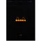 Rhodia Block No.18, 80 feuilles, DIN A4, 80 g/m², couverture cartonnée, agrafé, papier velin, certifié PEFC®, ligné, avec marge, noir