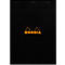 Rhodia Block No.18, 80 feuilles, DIN A4, 80 g/m², couverture cartonnée, agrafé, papier velin, certifié PEFC®, quadrillé, noir