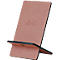 A pink Rhodia notebook stand.