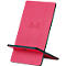 A pink tablet stand with a black frame. The word "RHODIA" is in red at the top.