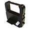 Black ink ribbon cartridge, front view. Top handle, eject lever, and white spindle visible.