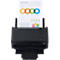 Ein schwarzer Ricoh Dokumentenscanner mit einem eingelegten Weekly Report Blatt.