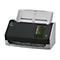 Ein grauer und schwarzer Flachbettscanner. Auf dem Display werden Optionen wie Angebot, Rechnung, etc. angezeigt.