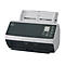 Grauer Scanner mit geöffnetem Papiereinzug. Bedienfeld mit Tasten. Aufschrift: Ricoh fi-8190.