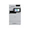 Ein grauer Multifunktionsdrucker mit Touchscreen-Display. Auf dem Bildschirm Symbole mit farbigen HintergrÃ¼nden.