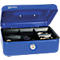 Rieffel Caissette à monnaie VT-GK 2, serrure à cylindre, tôle d'acier, L 207 x P 157 x H 77 mm, bleu