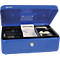 Rieffel Geldkassette VT-GK 3, Zylinderschloss, Stahlblech, B 262 x T 192 x H 82 mm, blau