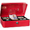 Rieffel Geldkassette VT-GK 3, Zylinderschloss, Stahlblech, B 262 x T 192 x H 82 mm, rot