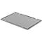 Grey rectangular plastic tray with raised edges and cutouts.