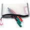 Ritssluiting FolderSys Bungee-Bag, A6, 0,20 mm, koord/lint/lussen, B 183 x H 128 mm, PVC-vrije folie, transparant-rood-grijs-zwart