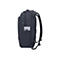 Dunkelblauer Rucksack, Seitenansicht. Eine helle Smartphone-Tasche ist sichtbar, Kabel und ein iPhone sind vorhanden.