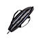 Schwarze Laptoptasche, offen, zeigt Laptop und Tablet.