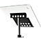 Rocada pupitre Visualline mobil LUXE 3070, mobile, réglable en hauteur, 2 plateaux en verre, écran elliptique, verre/acier, chrome-argent-gris foncé