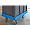 Rodillo de transporte Schäfer Shop Pure, Euronorm, hasta 300 kg, con borde de apilado, ruedas giratorias, L 610 x A 410 mm, HDPE &amp; TPU, azul claro RAL 5012