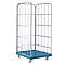 Rolcontainer, 3-zijdig, kunststof vloerplaat, 724 x 815 x 1850 mm, blauw (RAL 5012)
