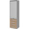Roldeurkast BARI, 6 ordnerhoogten, 4 schuifladen, 3 legborden, afsluitbaar, B 600 x D 430 x H 2174 mm, eikenpatroon/middengrijs