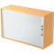 Roldeurkast TARVIS, 2 ordnerhoogten, B 1200 x D 400 x H 825 mm, afsluitbaar & stapelbaar, beukenpatroon/aluminium zilver