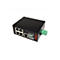 Schwarzer Roline 5-Port Fast Ethernet Switch mit RJ45-Anschlüssen und grünem Stromanschluss vor weißem Hintergrund.