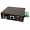 Schwarzer Roline Gigabit Media Converter mit SFP- und UTP-Anschluss auf weißem Hintergrund.