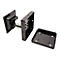 Schwarze, neigbare Monitor-Wandhalterung aus Metall mit quadratischer Wandplatte und abnehmbarer VESA-Platte.