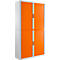Rolladenschrank, B 1100 x T 415 x H 2040 mm, abschließbar, ohne Fachböden, High Impact Polystyrol, weiß/orange