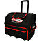 Schwarze Werkzeugtasche mit roten Details, Rollen und ausziehbarem Griff. Aufschrift: KS TOOLS ROLLBAG.