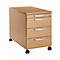 Rollcontainer 1333, 3 Schübe & 1 Utensilienauszug, abschliessbar, runde Griffe, Holz/Stahl/Kunststoff, B 434 x T 600 x H 613 mm, Buche-Dekor