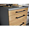 Rollcontainer 1333 Profi 2.0, 1 Utensilienauszug, 3 Schübe, Bügelgriffe, B 420 x H 610 x T 490 mm, Grandson Eiche/graphit