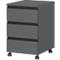 Rollcontainer Aalborg, 3 Schubladen, je 10 kg Traglast, Teilauszug, Metallgriff, feststellbar, B 400 x T 500 x H 630 mm, graphit