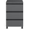 Rollcontainer Aalborg, 3 Schubladen, je 10 kg Traglast, Teilauszug, Metallgriff, feststellbar, B 400 x T 500 x H 630 mm, graphit