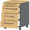 Rollcontainer Agenda Home, 4 Schubladen, B 420 x T 490 x H 610 mm, Graphit/Eiche