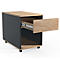 Rollcontainer Dalosa, 1 griffloser Schub & 1 Fach, B 390 x T 700 x H 550 mm, Holz, anthrazit/Honig-Eiche