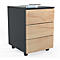 Rollcontainer Dalosa, 3 grifflose Schübe, B 390 x T 450 x H 550 mm, Holz, anthrazit/Honig-Eiche