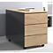 Rollcontainer Dalosa, 3 grifflose Schübe, B 390 x T 700 x H 550 mm, Holz, anthrazit/Honig-Eiche