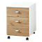 Rollcontainer Lioni, ideal für das Homeoffice, aus Holz, 3 Schübe, Steggriffe, B 400 x T 490 x H 570, weiß/Eiche-Navarra
