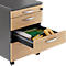 Rollcontainer NEVADA - B 430 x T 600 x H 600 mm- 3 Schubladen + 1 Utensilienauszug - dunkelgrau und Eiche-Dekor