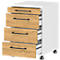 Rollcontainer Profi 2.0, 3 Schuladen, 1 Utensilienauszug, B 420 x T 490 x H 610 mm, Grandson-Eiche/weiß