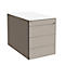 Rollcontainer SOLUS PLAY, 1 + 3 Schübe, grifflos, B 430 x T 777 x H 562 mm, Stone grey