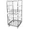 Metal roll container, two-story, with grid walls and wheels.