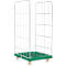 Green roll container with grid walls, on four castors.