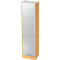 Tall cabinet in wood look with roller shutter. The roller shutters are grey and structured horizontally.
