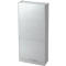 A white cabinet with a roller shutter and horizontal slats. It has a handle and is depicted against a neutral background.