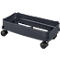 Dark gray PC tower stand with four casters.