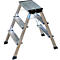 Silver step ladder, brand Krause. Three steps, black rubber feet, blue logo.