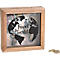ROOST Sparkasse Travel the World, Spardose, Holzrahmen, Glasfront, entleerbar, 15 x 15 x 5 cm, braun